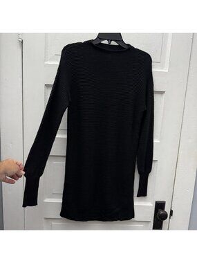 BCBGeneration Womens Small Black Rib Knit Sweater Dress Long Sleeve Tunic